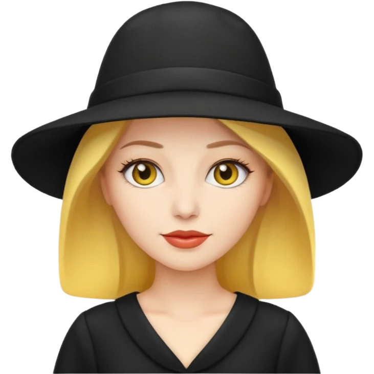 black dressed white women with yellow hat emoji