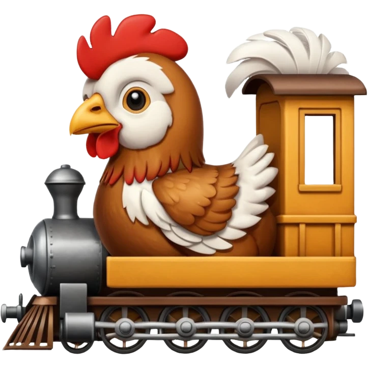 Chicken driving a train emoji