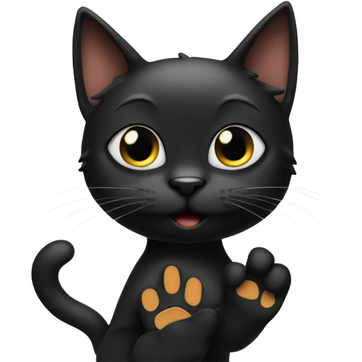 Black Cat showing peace sign emoji