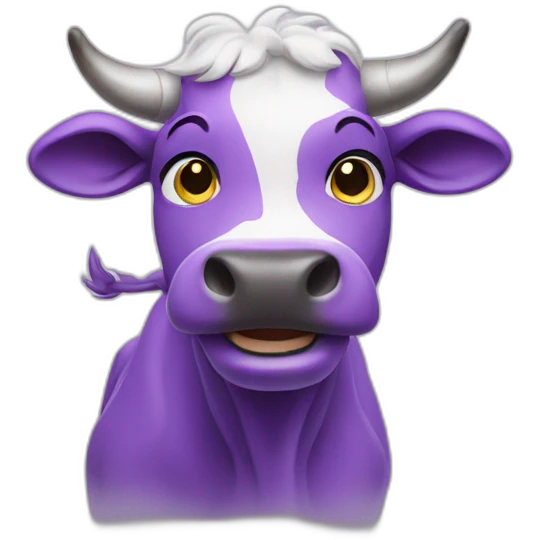 purple cow waving emoji