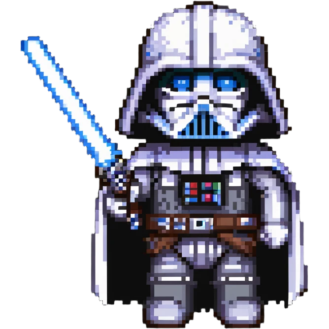 Oreo cookie wearing Darth Vader costume with helmet and lightsaber emoji