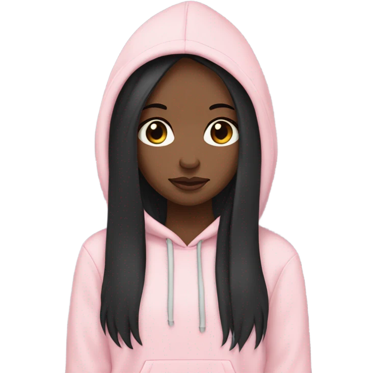 Light skin black girl with long black straight hair wearing pale pink hoodie face palm  emoji