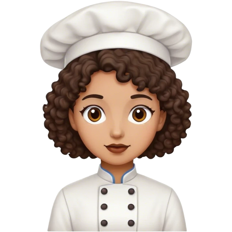 Dark brown curly hair pastry chef emoji