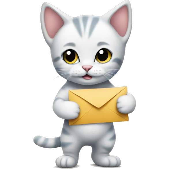 Kitten carrying a letter emoji