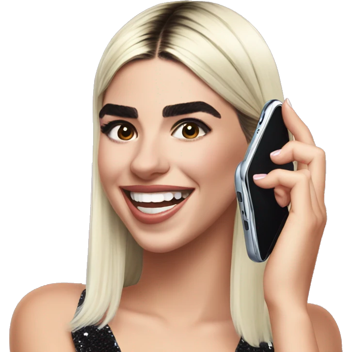 Dua Lipa excited with phone emoji