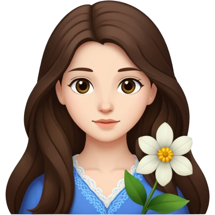 elain archeron brunette long hair with a flower emoji