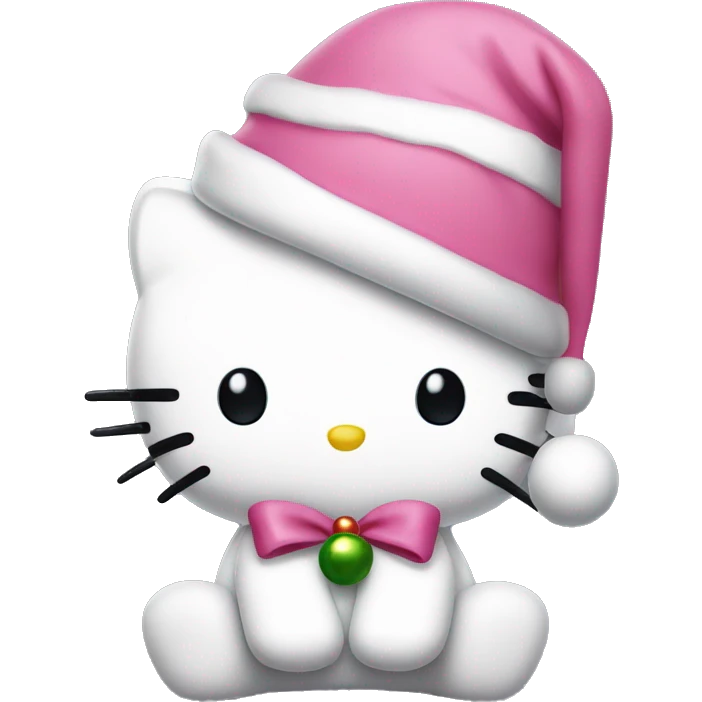 Hello kitty with pink christmas hat emoji