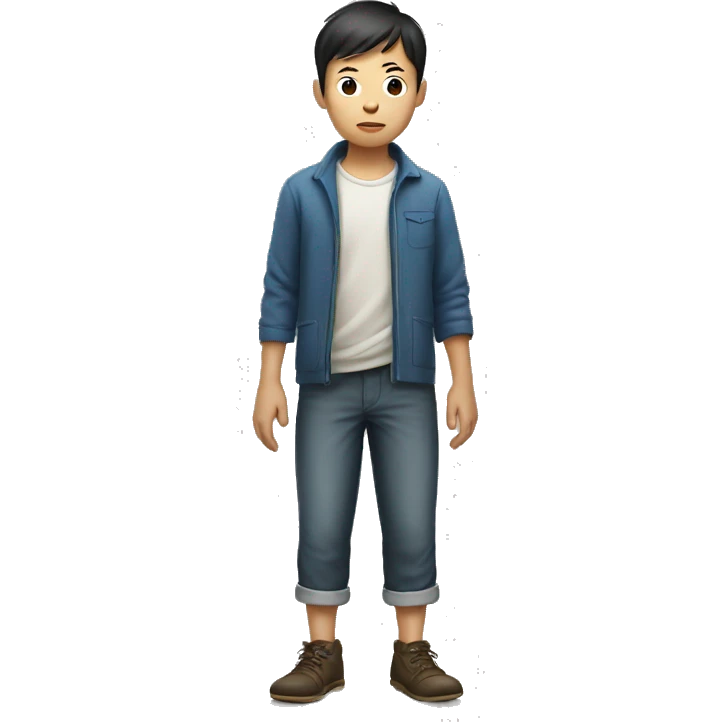 Chinese boy with question , full body emoji