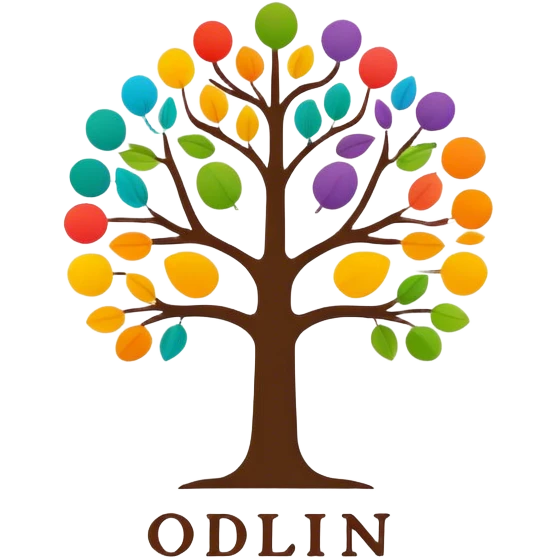 family genealogy logo using the name Odlin and multiple colors. emoji