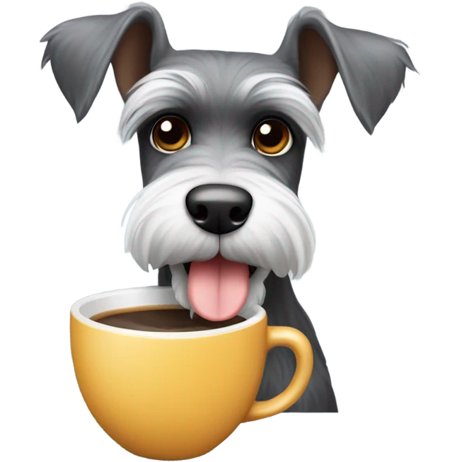 un perro schnauzer tomando café  emoji