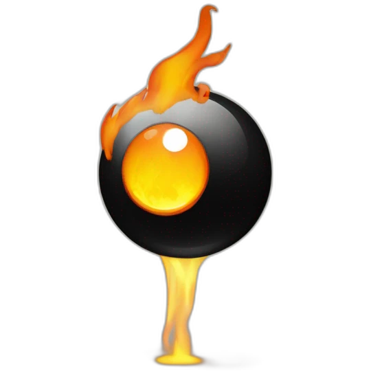 Flaming 8 ball emoji