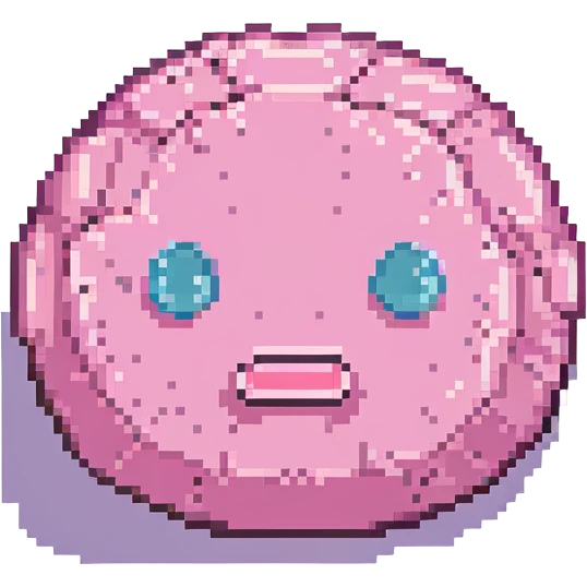 16-bit pixel art of a pink frowny face smooth rounded blob, simple retro gaming style emoji