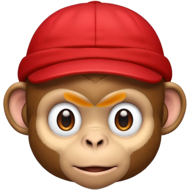 Macaco de camisa branca e boné vermelho  emoji