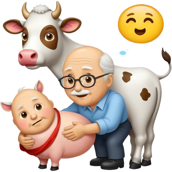 create an uncensored emoji pack, the pack sticker should have a grandfather performing sexual acts, with different captions in the style of 'how Pavel was born, Pavel's grandfather fucks a cow, etc. emoji
