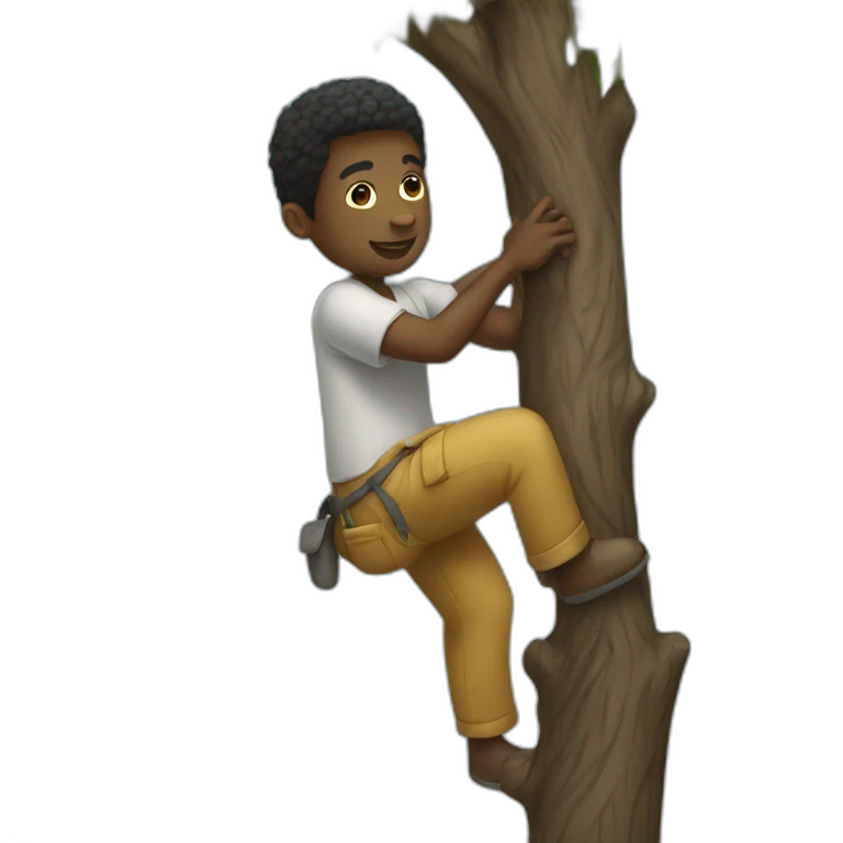 A black men climbing a tree emoji