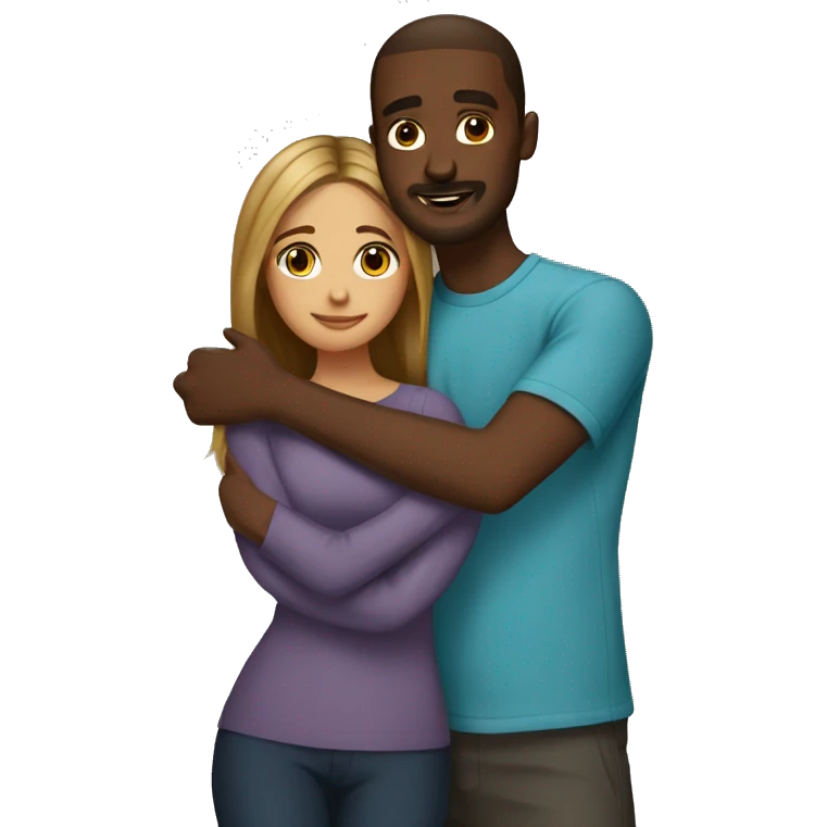 Somali guy with Spanish girlfriend with straight balayage hair hugging  emoji