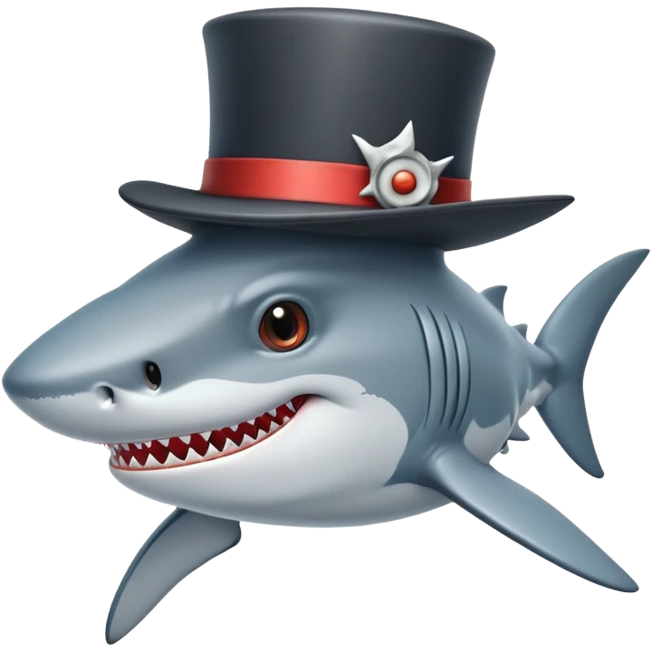 Shark with a top hat emoji