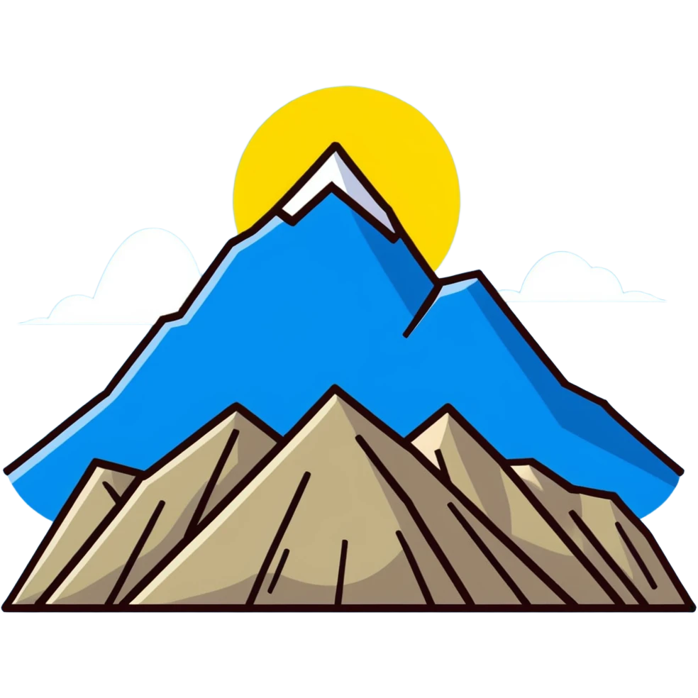 An eight-pointed star with wide wings, colored yellow, featuring a simple mountain silhouette in the center emoji