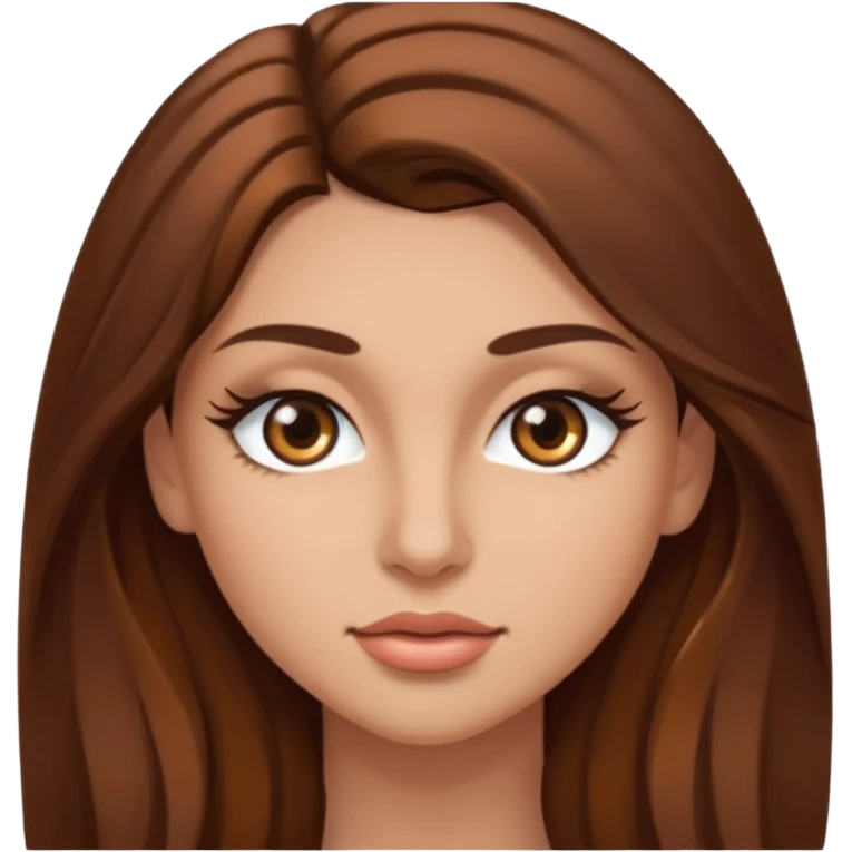 девушка с длинными коричневыми волосами, белой кожей, густыми ресницами и карими глазами с сиськами в экране emoji