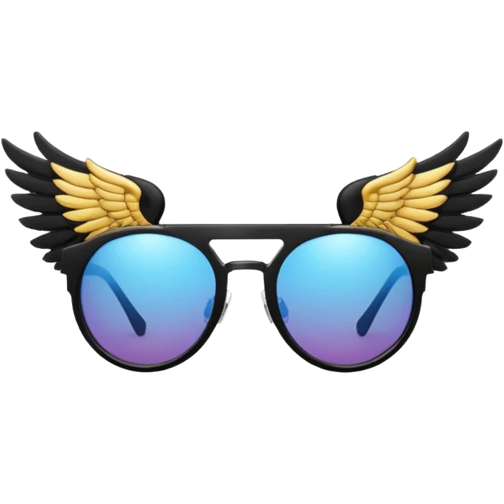 fancy hipster sunglasses with wings emoji
