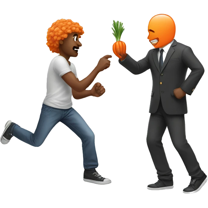 Dude hitting a guy with a carrot emoji