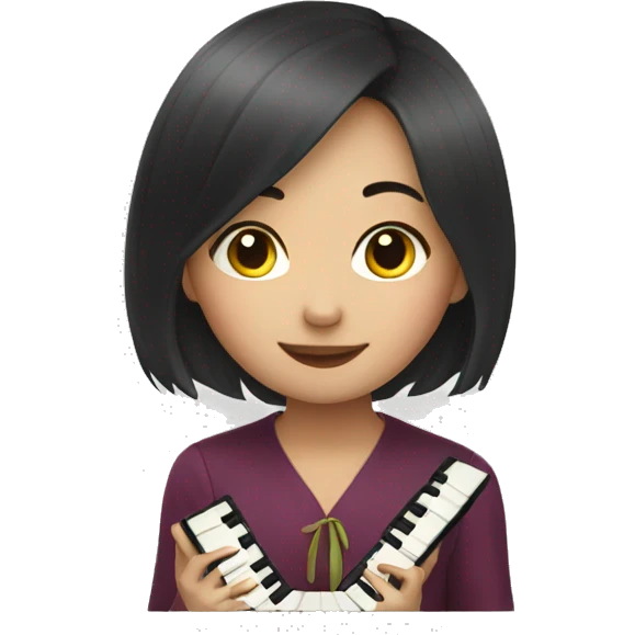 Asian girl playing piano emoji
