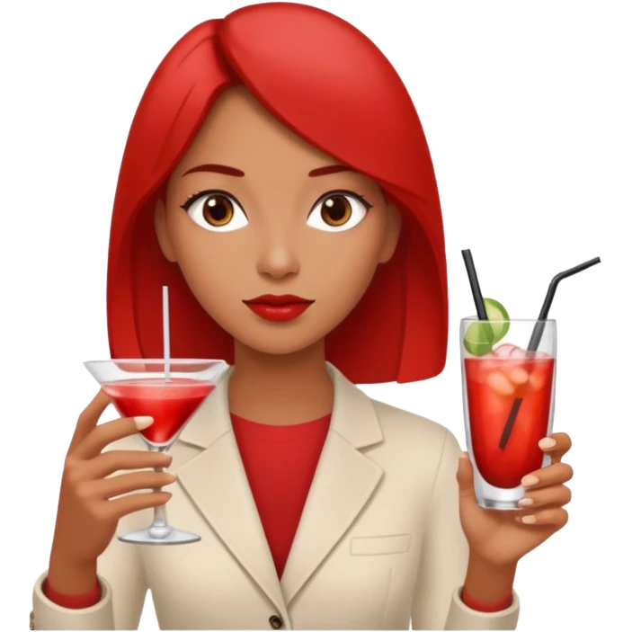 I want a intense red girl with an iqos in one hand and a cocktail in the other emoji