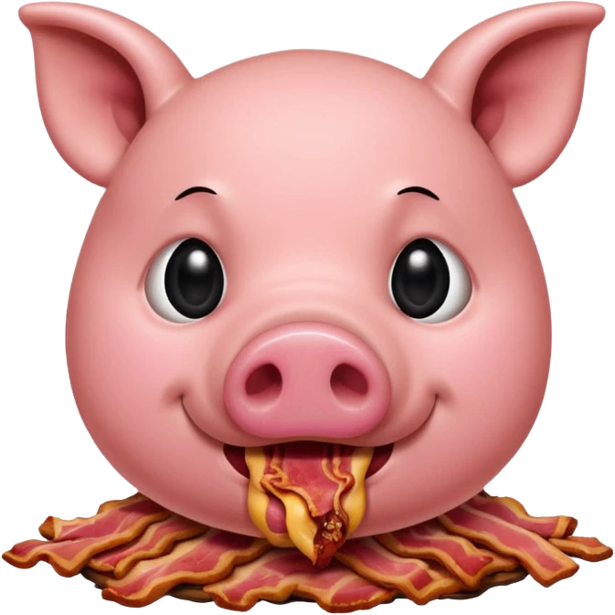 Pig eating bacon emoji