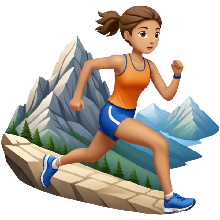 chica corriendo por la montaña  emoji