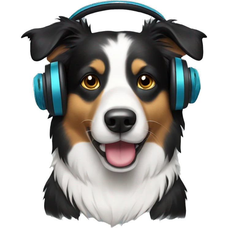 Border collie with headphones emoji