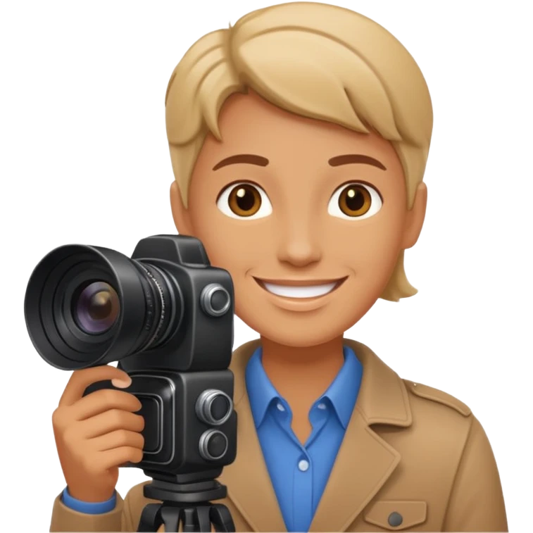 a white journalist with a camera emoji