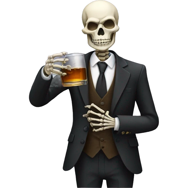 skeleton in a suit drinking whiskey emoji