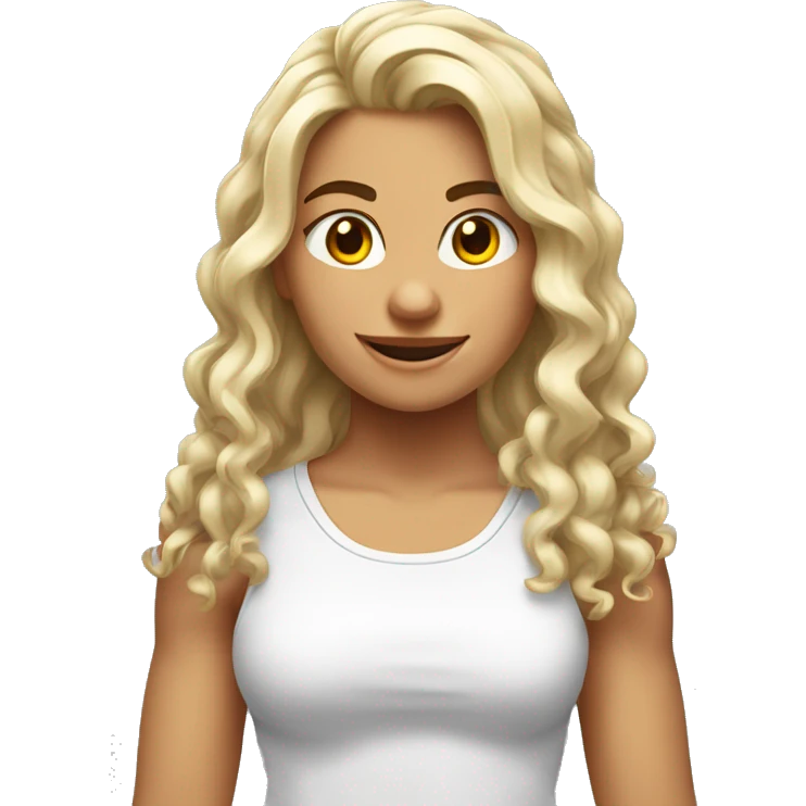 menina branca de cabelo ondulado fazendo musculação  emoji