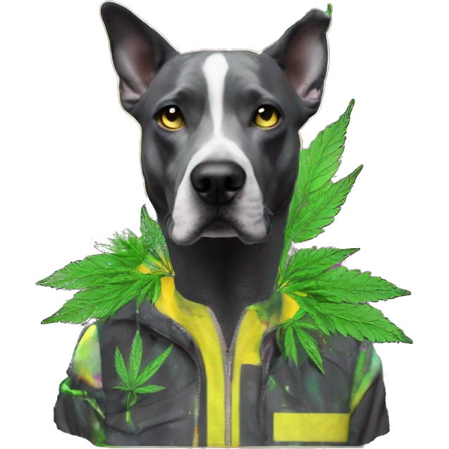 420 .Zombie_ Vaporwave black holographic oilslick zombie unicorn dog smoking yellow caution tape hemp leaves Pegasus hemp plants emoji