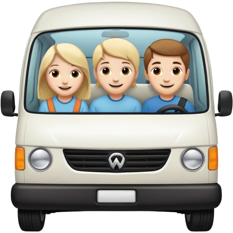 Camionnette blanche avec des enfants dedans emoji