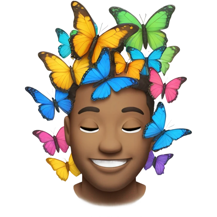Butterflies on emoji face emoji