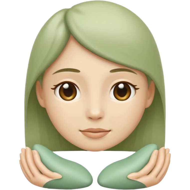 Minimal wellness emoji representing tighter skin and firmness,
subtle lifting effect, smooth contours, calm and natural,
no beauty or cosmetic symbols, soft sage green color palette emoji