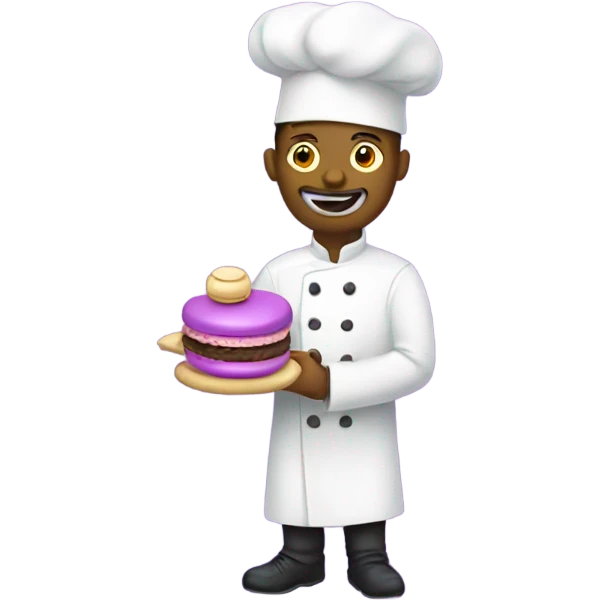 a chef holding purple macaron and right arrow sign while a python wraps around him emoji