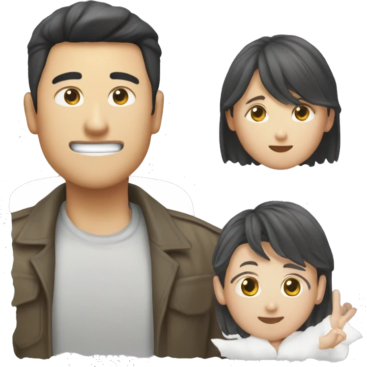 갈색의 짧은 머리 중년 여자가 웃고 있다 emoji
