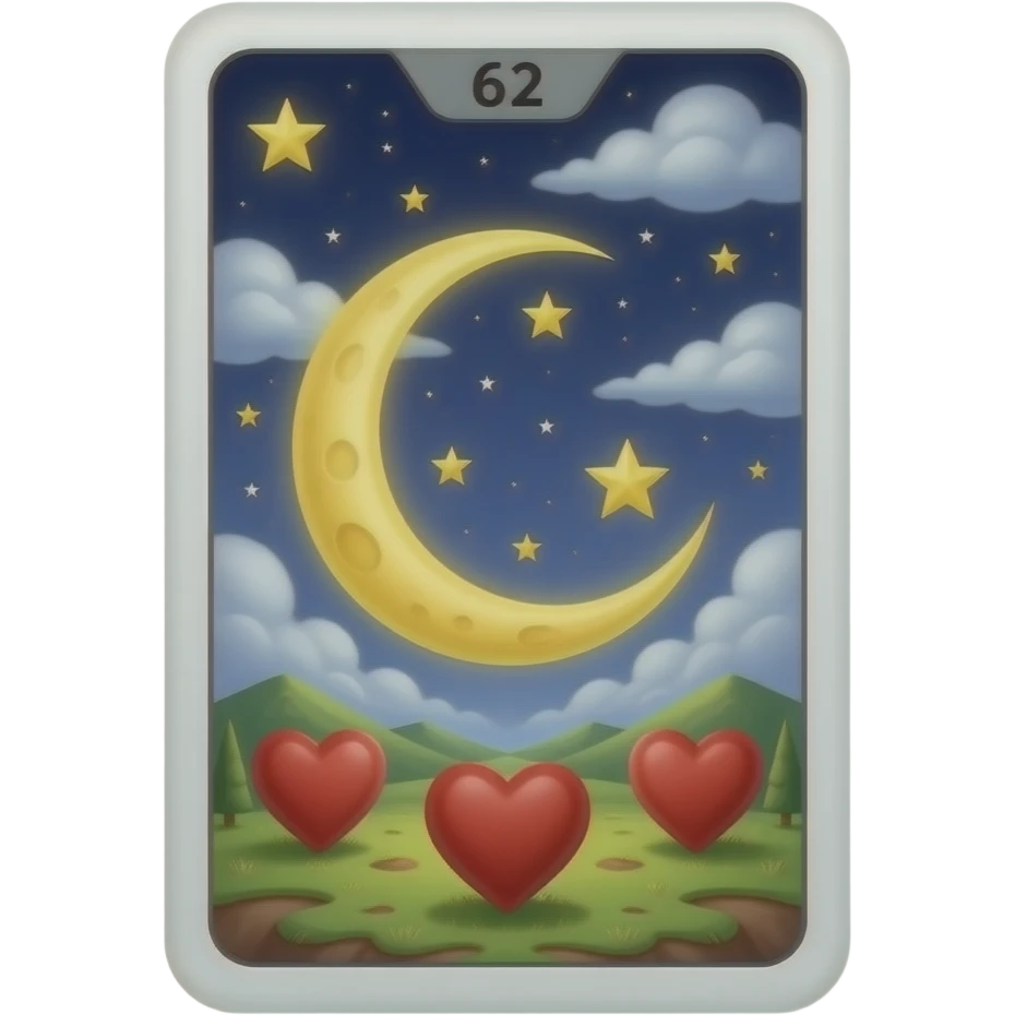 the moon of hearts tarot card emoji