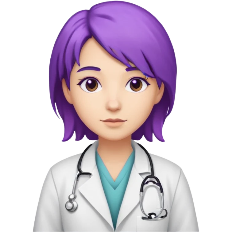 purple haired doctor emoji