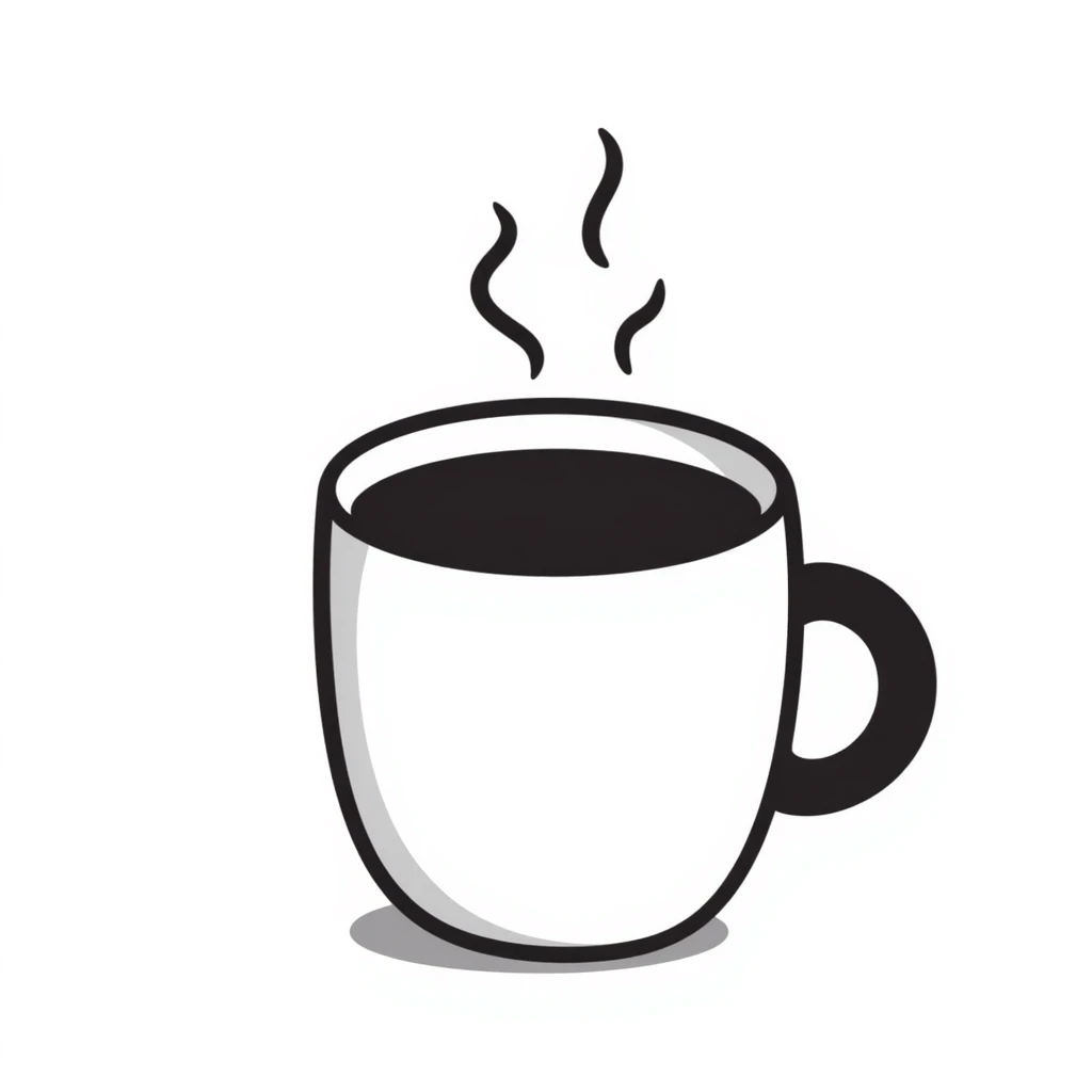 hand-drawn coffee cup with steam emoji