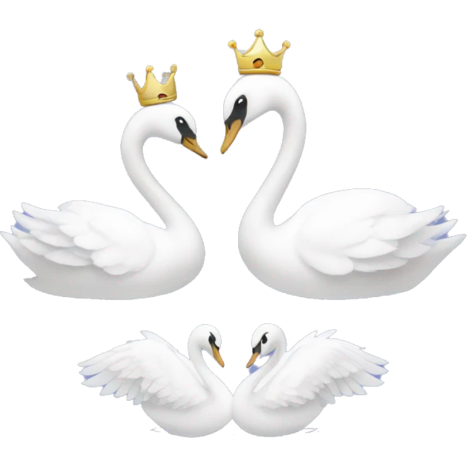 Swan with another swan and some crowns for them emoji