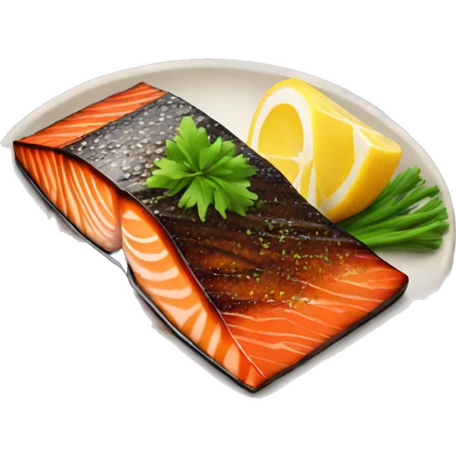 Browned cooked teriyaki salmon  emoji