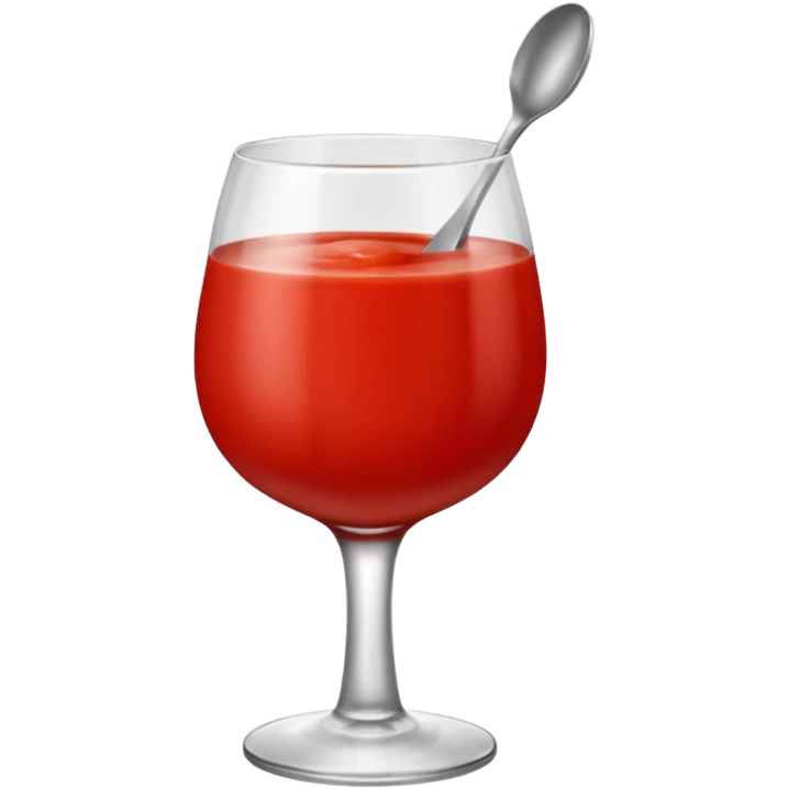 tomato puree in a glass glass transparent with spoon emoji