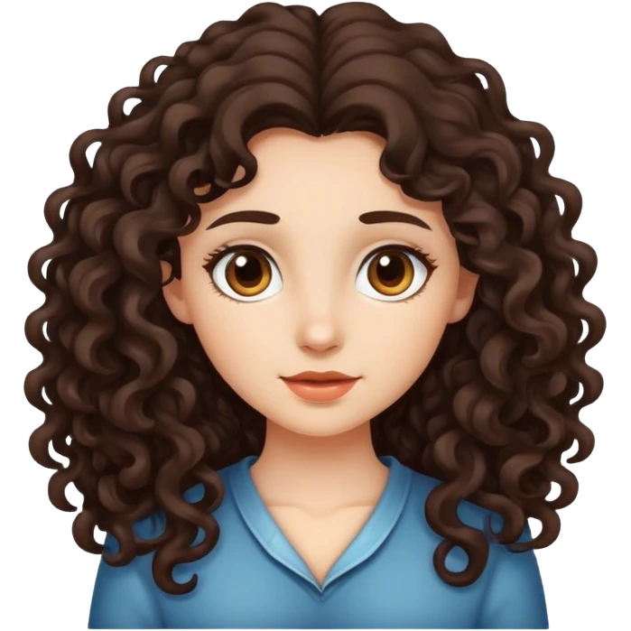 girl with long dark brown curly hair emoji
