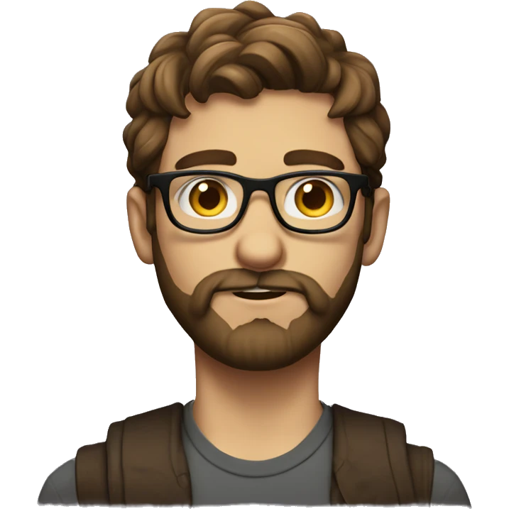 Nerdy Boy, full beard, Glases, Long Brown Hair  emoji
