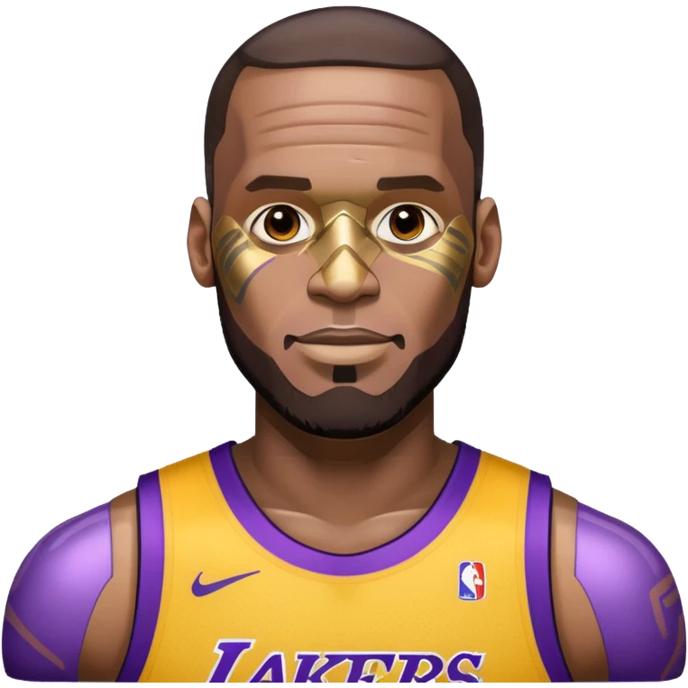 Lebron James as a half robot/cyborg AI but still keep lakers and make him look friendly emoji