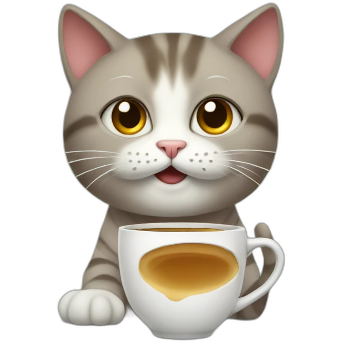 Cat drinks coffee emoji