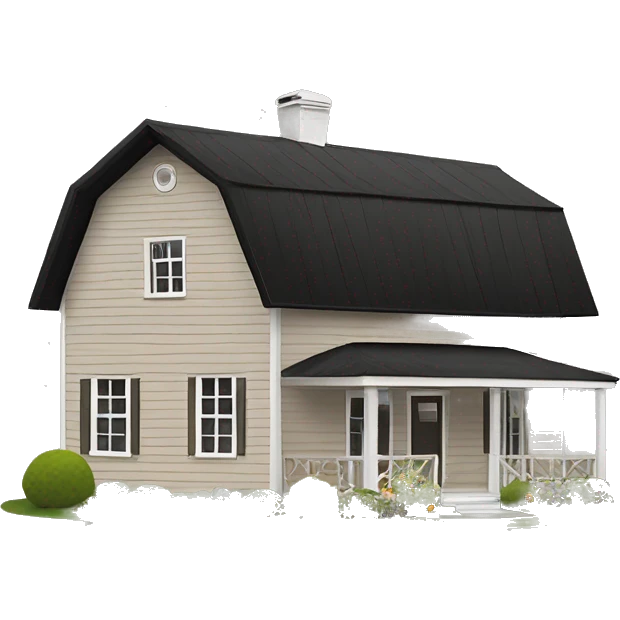 ￼ taupe colored farm house with black trim ￼ ￼ emoji